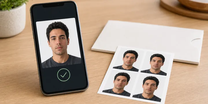 Completed passport photo ready for download or printed pickup
